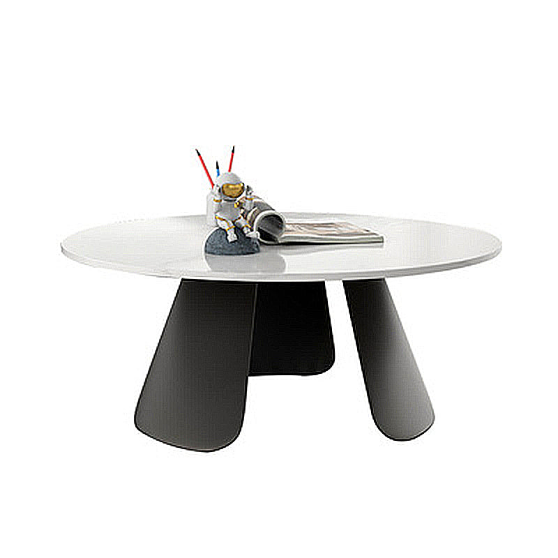 3 Legs Base Cocktail Table Rock Plate Table Round Coffee Table with Metal Base