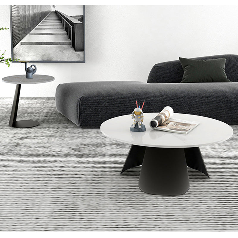 3 Legs Base Cocktail Table Rock Plate Table Round Coffee Table with Metal Base