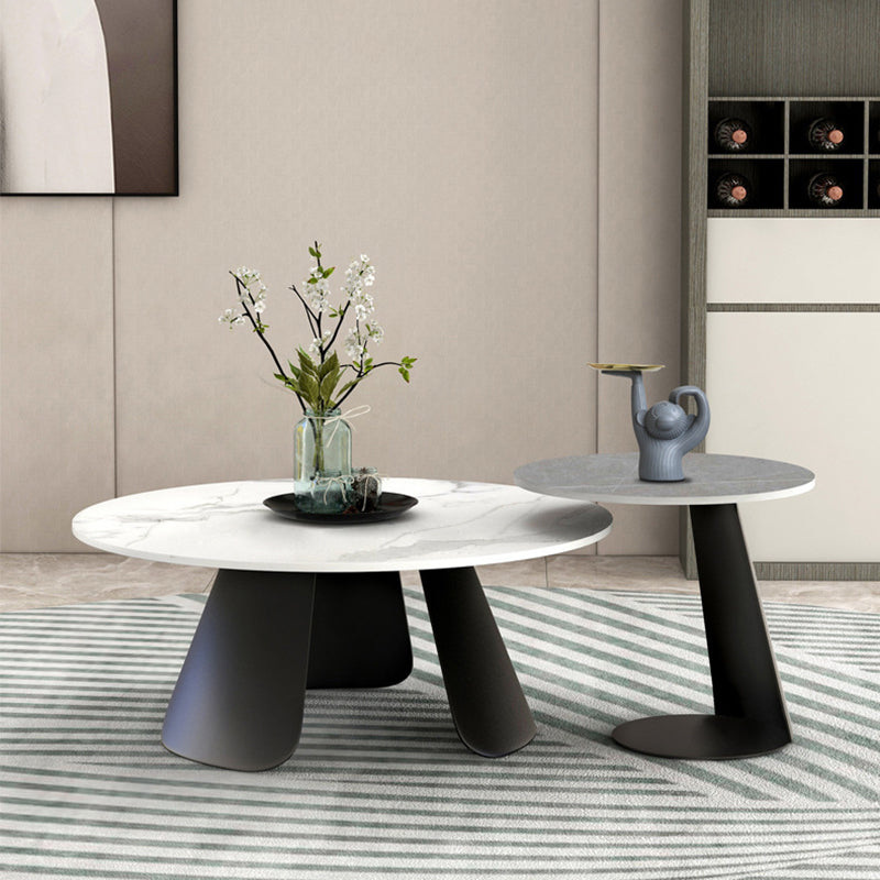 3 Legs Base Cocktail Table Rock Top Metal Base Rectangle Coffee Table