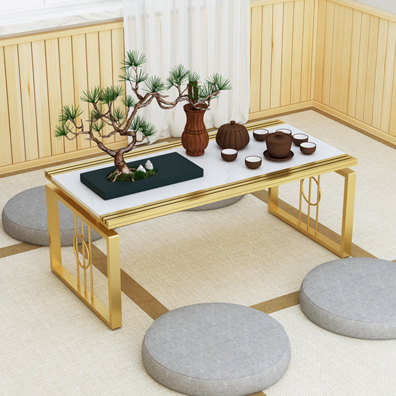 Rectangular Stone Top Coffee Table, 11.81" H Sled Cocktail Table