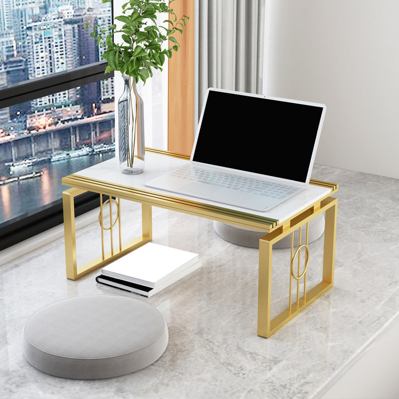 Rectangular Stone Top Coffee Table, 11.81" H Sled Cocktail Table