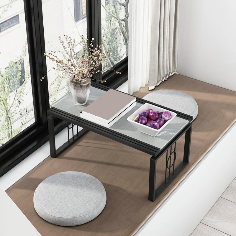 Rectangular Stone Top Coffee Table, 11.81" H Sled Cocktail Table