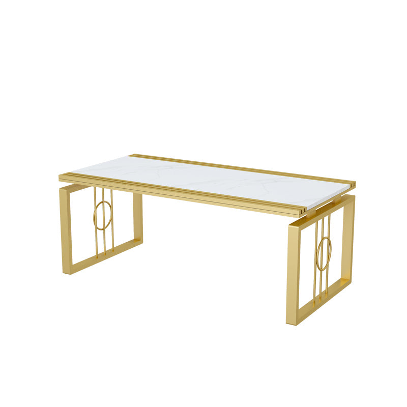 Rectangular Stone Top Coffee Table, 11.81" H Sled Cocktail Table