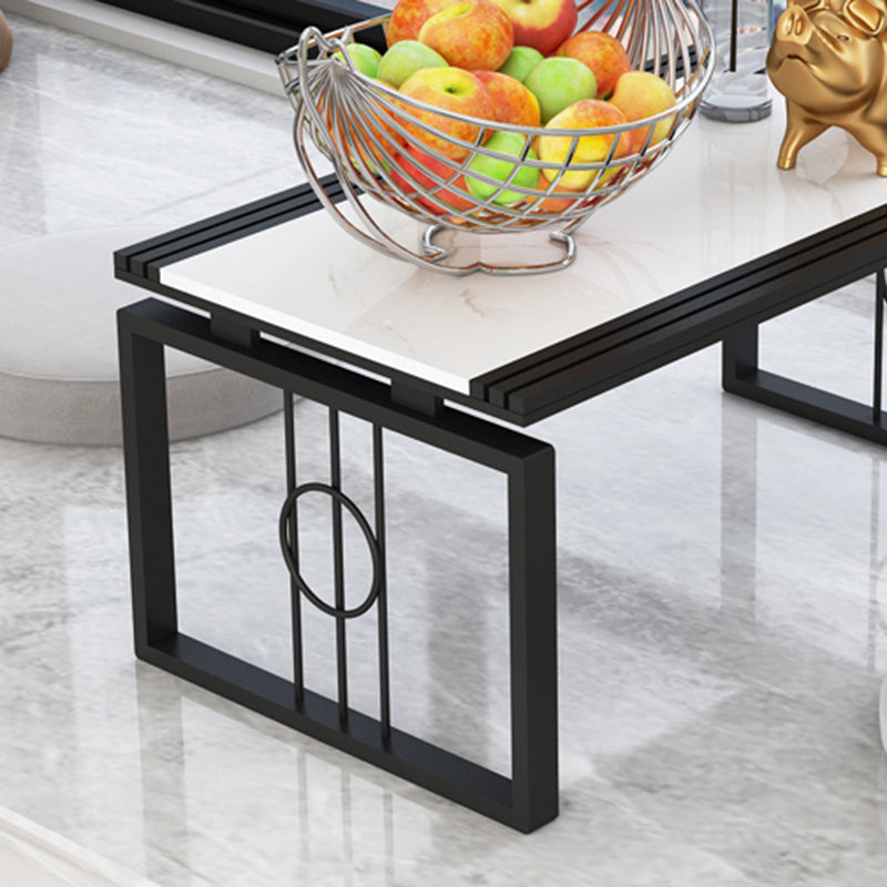Rectangular Stone Top Coffee Table, 11.81" H Sled Cocktail Table