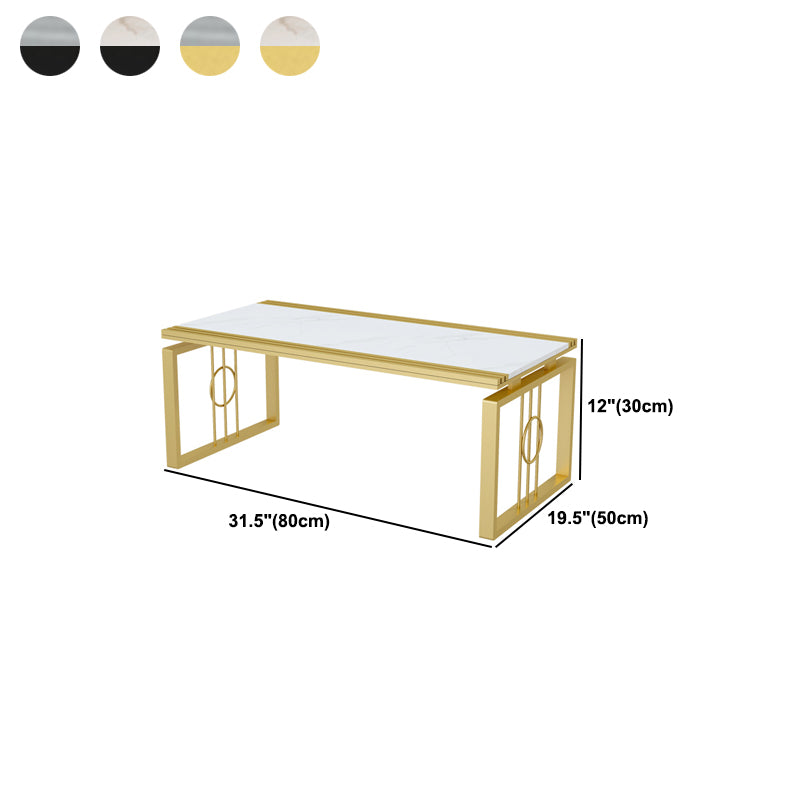 Rectangular Stone Top Coffee Table, 11.81" H Sled Cocktail Table
