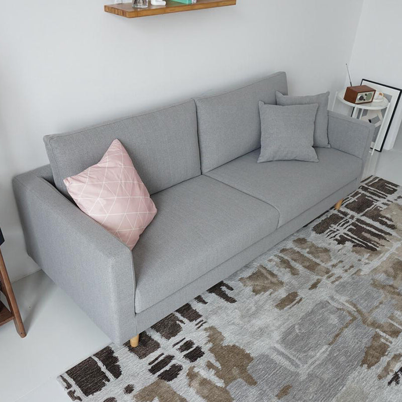 Living Room Contemporary Cushions Square Arm Linen Chesterfield Sofa