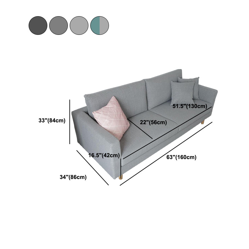 Living Room Contemporary Cushions Square Arm Linen Chesterfield Sofa