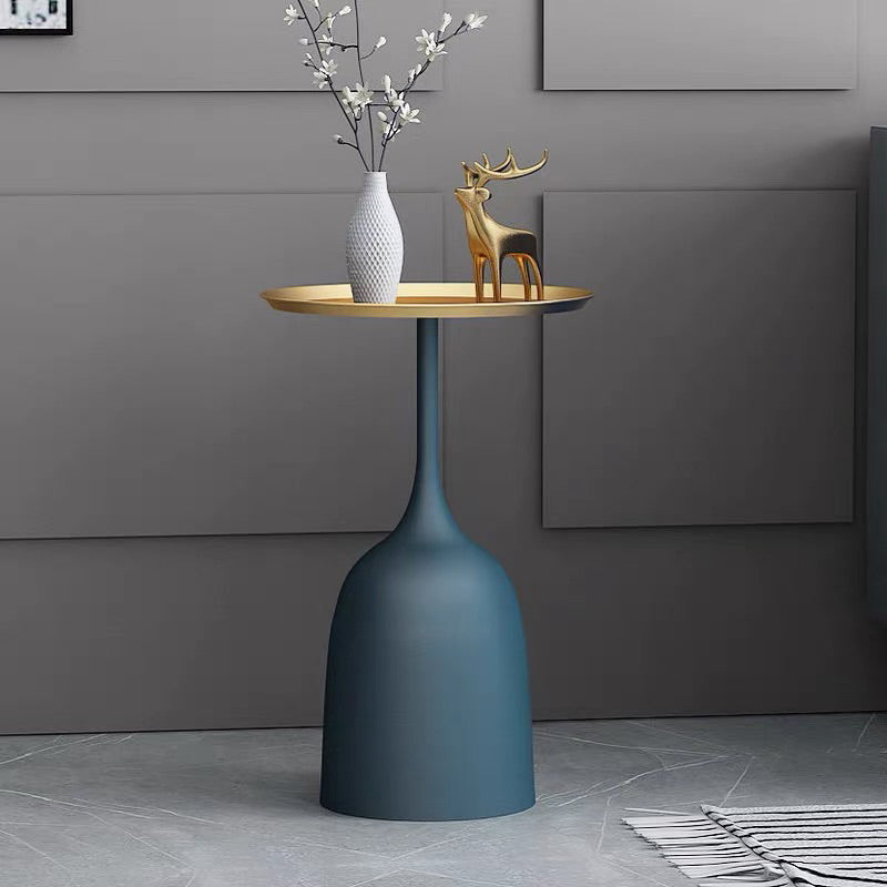 Mid-century Modern Cocktail Table Metal/rock Board Round Coffee Table with Top