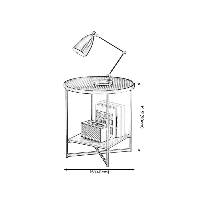 Modern Style Cocktail Table Round Coffee Table with Tempered Glass Top and Iron Art Base