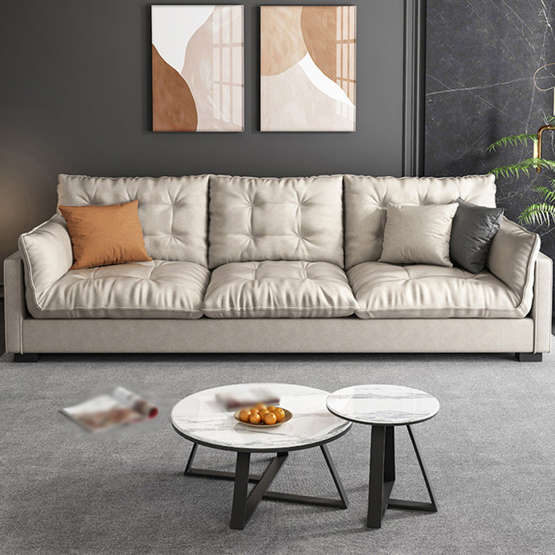 Stationary Contemporary Faux Leather Square Arm Living Room Sofa