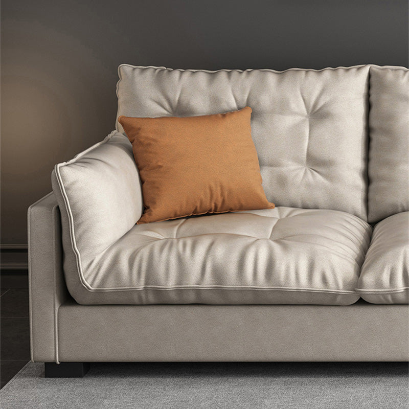 Stationary Contemporary Faux Leather Square Arm Living Room Sofa