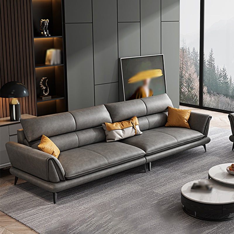 Slipcovered Stationary Stain Resistant Storage Square Arm Gray Sofa