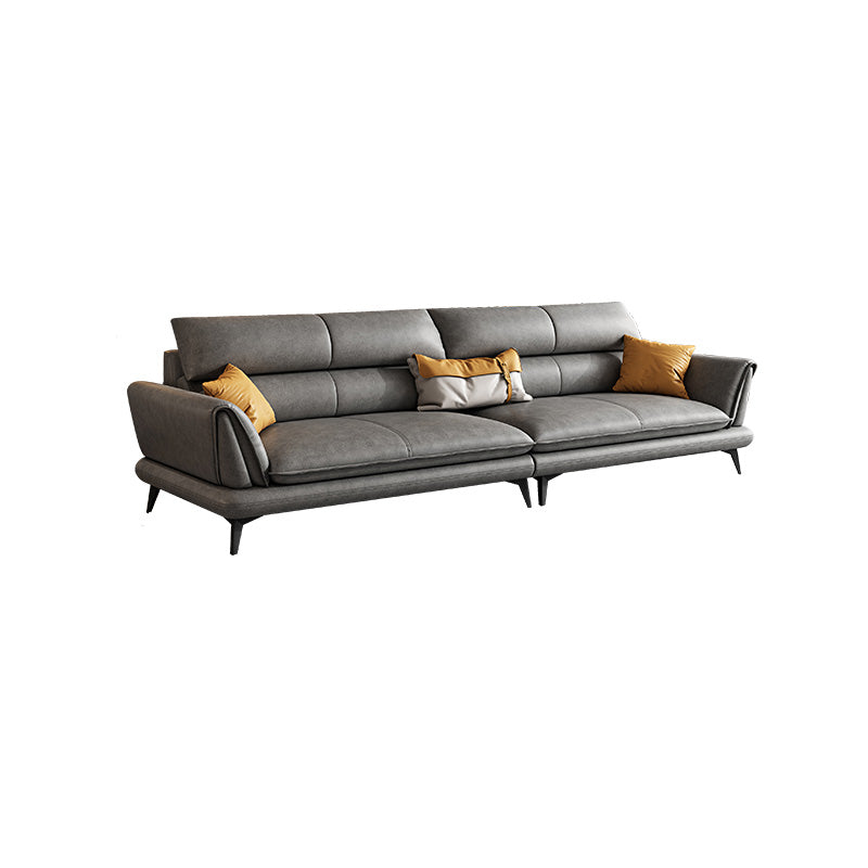 Slipcovered Stationary Stain Resistant Storage Square Arm Gray Sofa