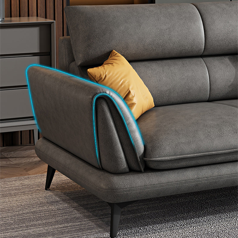 Slipcovered Stationary Stain Resistant Storage Square Arm Gray Sofa