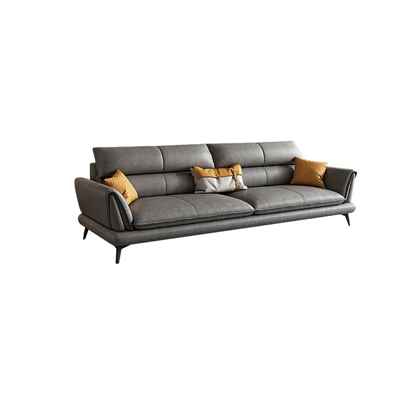 Slipcovered Stationary Stain Resistant Storage Square Arm Gray Sofa