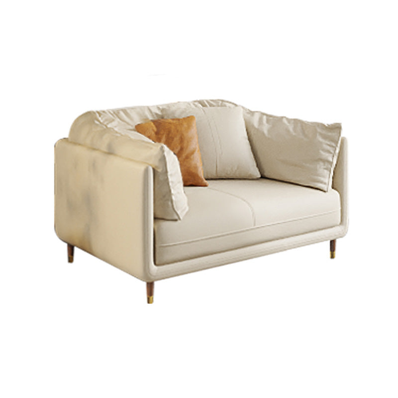 Stationary Genuine Leather Living Room Pillow Top Arm Modern Settee