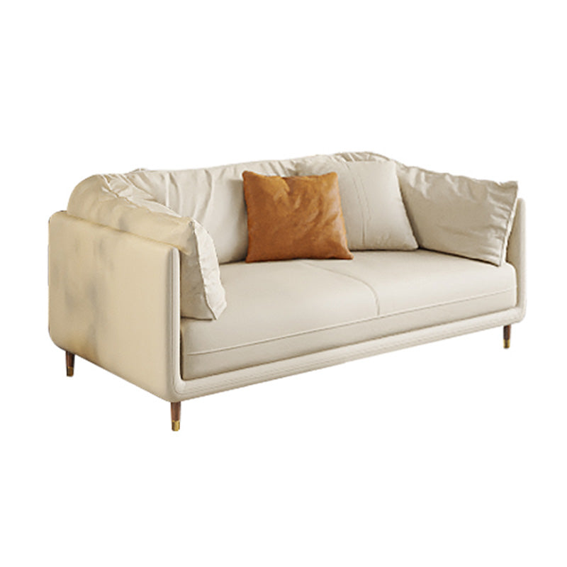 Stationary Genuine Leather Living Room Pillow Top Arm Modern Settee