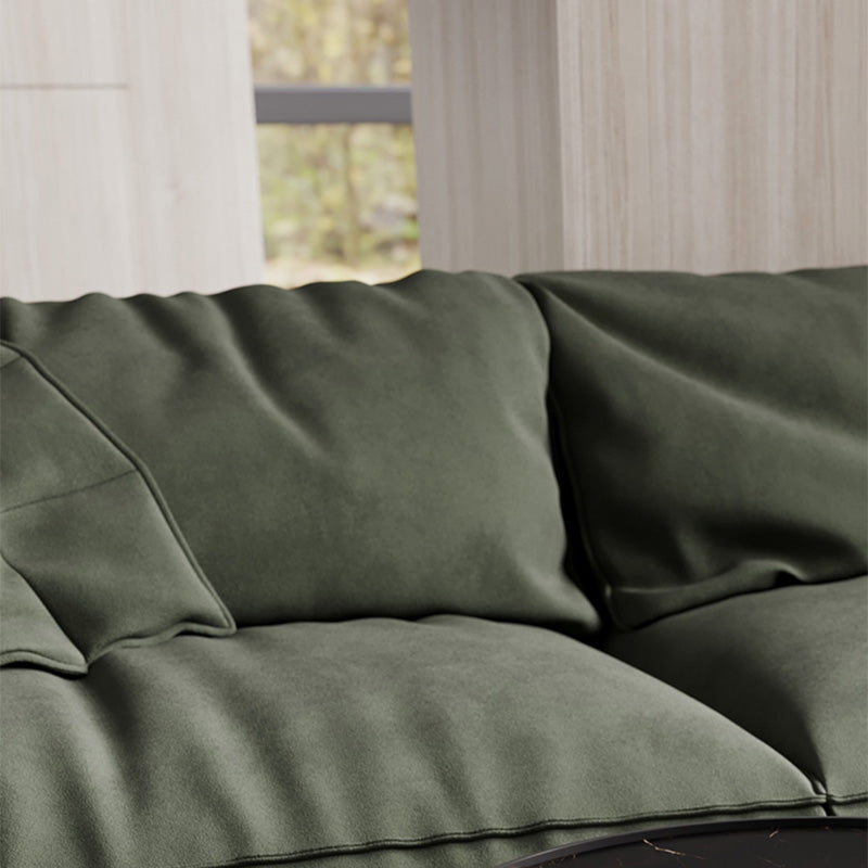 Slipcovered Stationary Living Room Pillow Top Arm Cushions Green Sofa