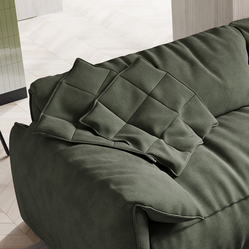Slipcovered Stationary Living Room Pillow Top Arm Cushions Green Sofa