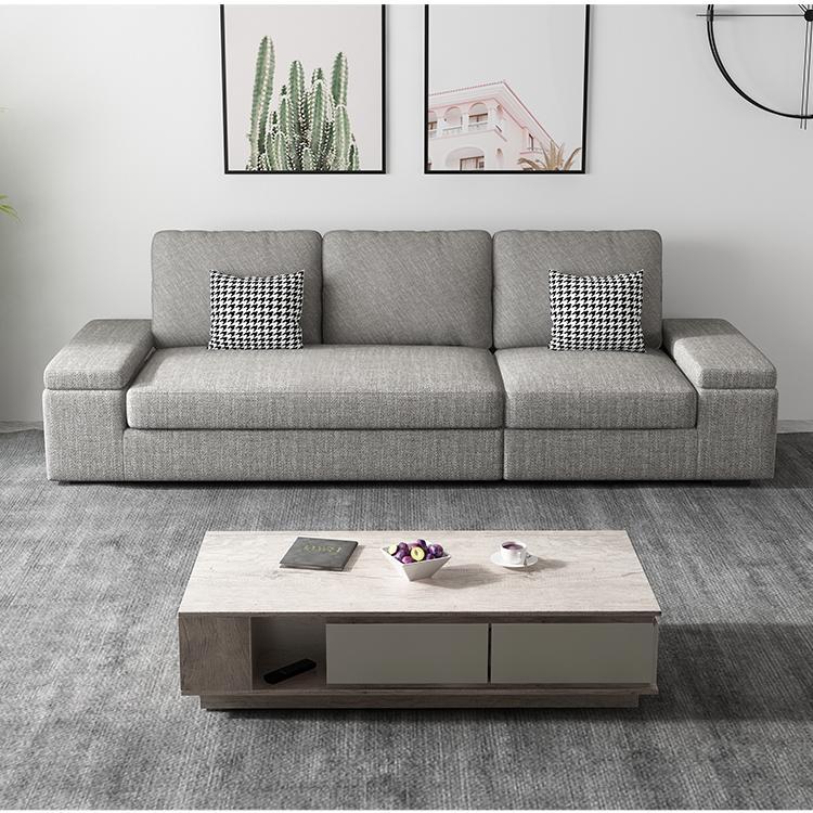 Stationary with Storage Slipcovered Square Arm Gray Cushions Sofa