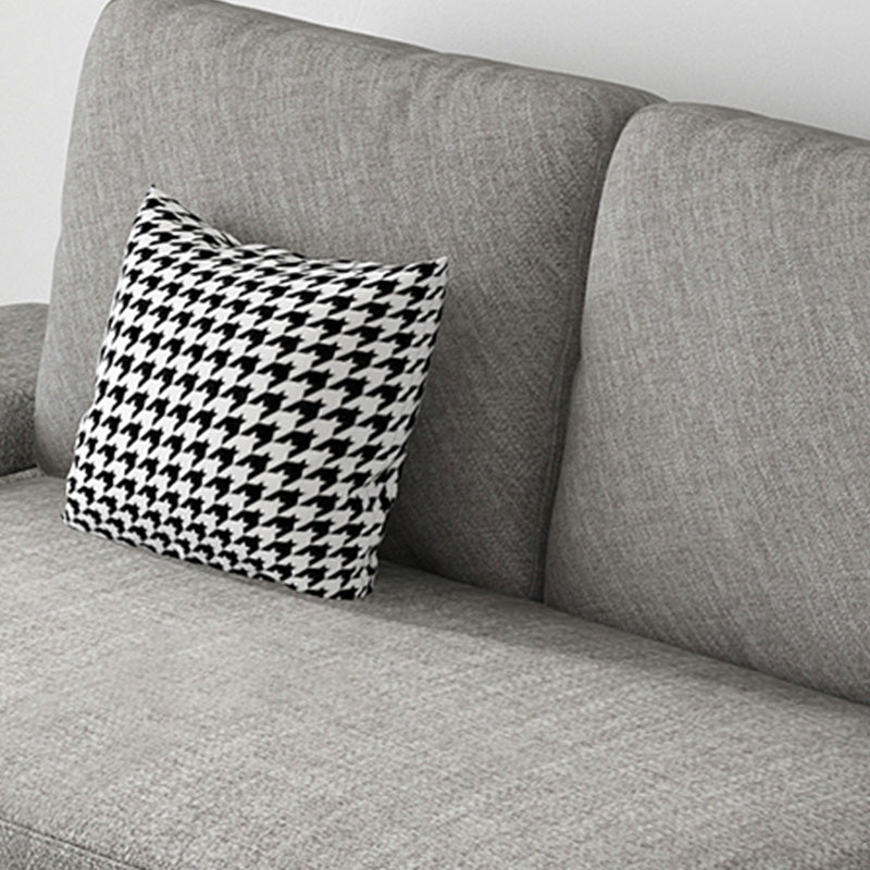 Stationary with Storage Slipcovered Square Arm Gray Cushions Sofa