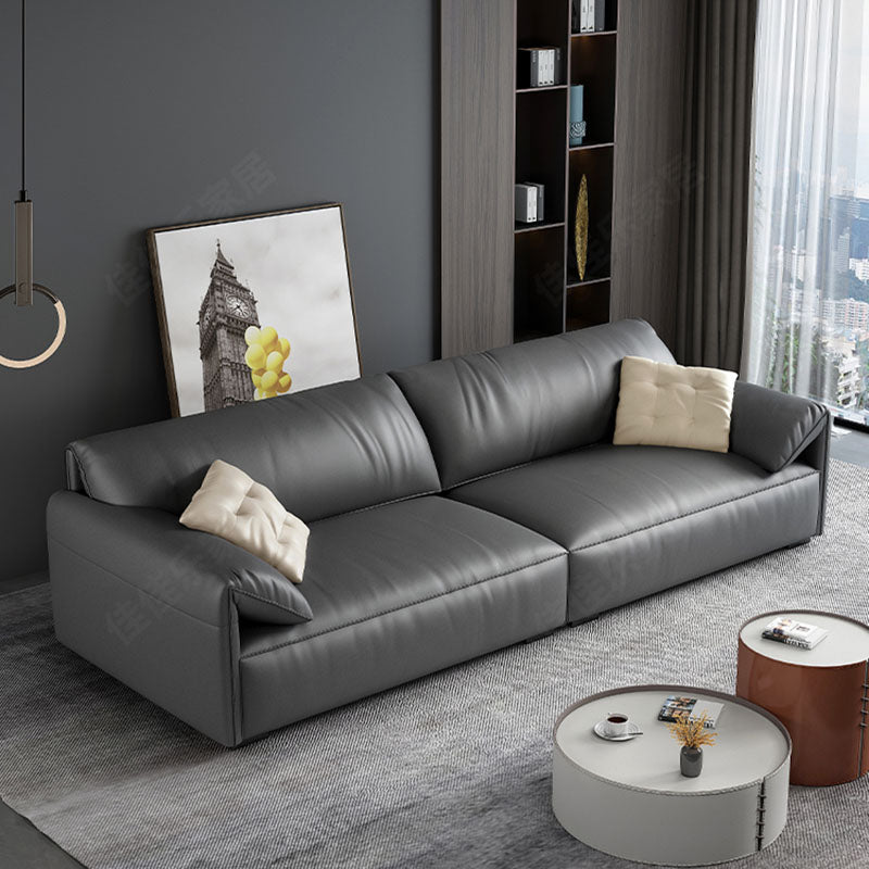 Stain Resistant Stationary Living Room Pillow Top Arm Standard Gray Sofa
