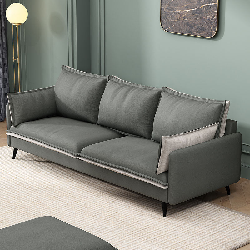 Stationary Stain Resistant Faux Leather 3-seater Pillow Top Arm Settee