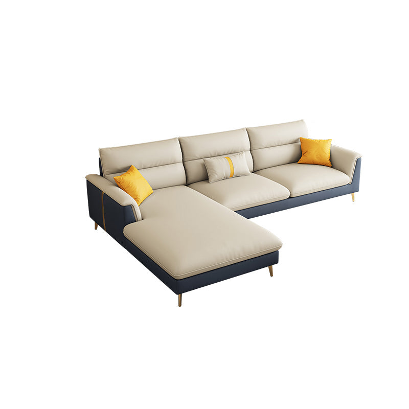 Recessed Arm Cushion Back Stain-Resistant Sofa Faux Leather Living Room Sofa