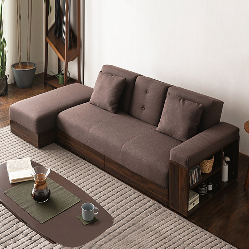 Farmhouse 82.68"L 3-Seat Tight Back Sectional One Arm Sofa Bed with Storage