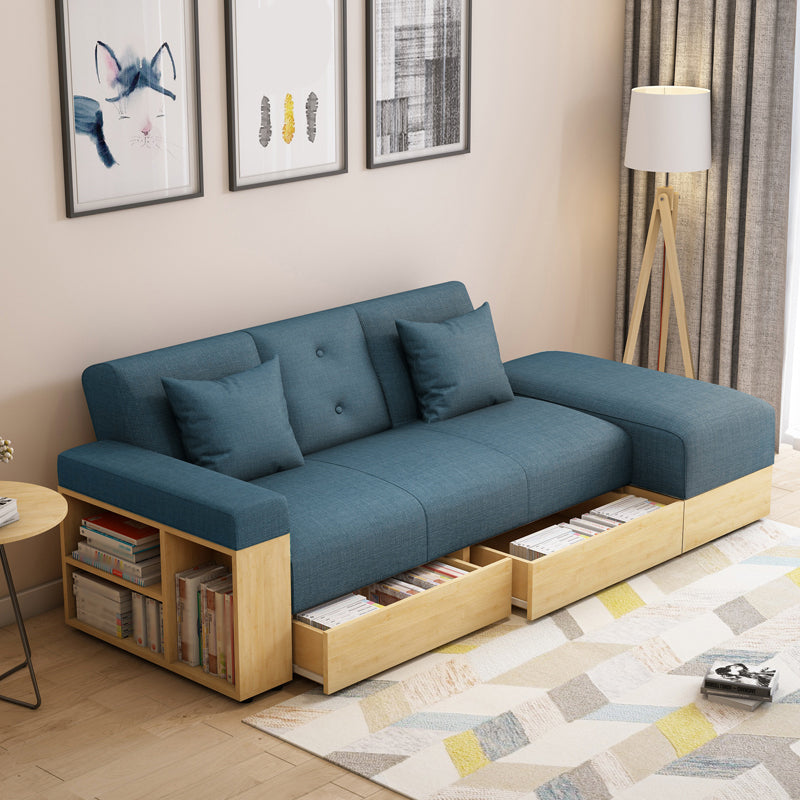 Farmhouse 82.68"L 3-Seat Tight Back Sectional One Arm Sofa Bed with Storage