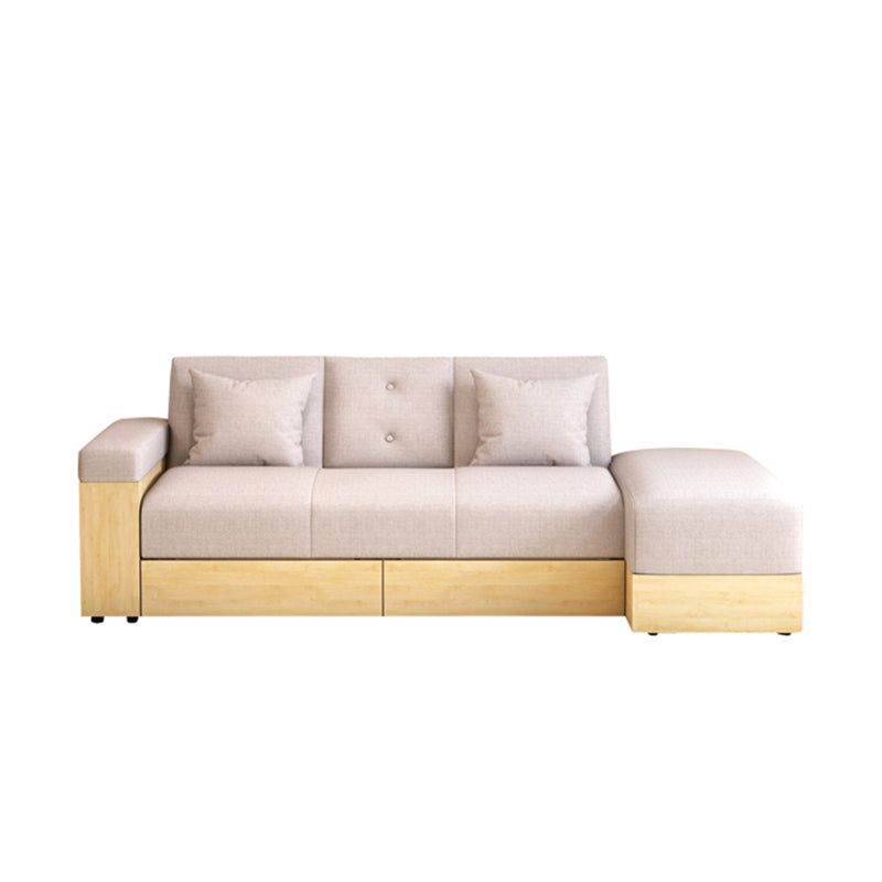 Farmhouse 82.68"L 3-Seat Tight Back Sectional One Arm Sofa Bed with Storage