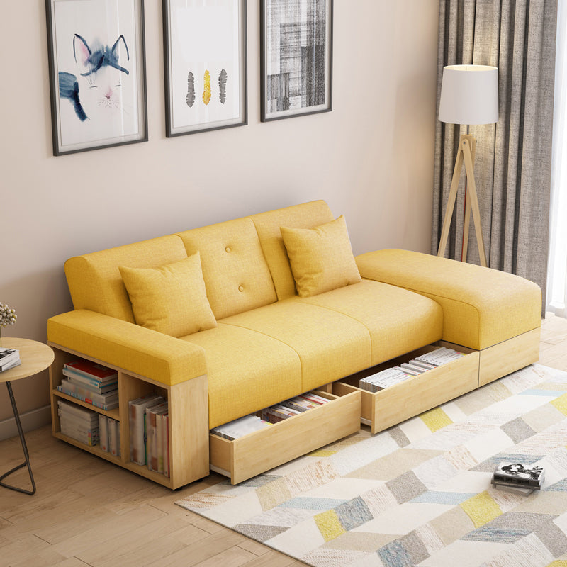 Farmhouse 82.68"L 3-Seat Tight Back Sectional One Arm Sofa Bed with Storage