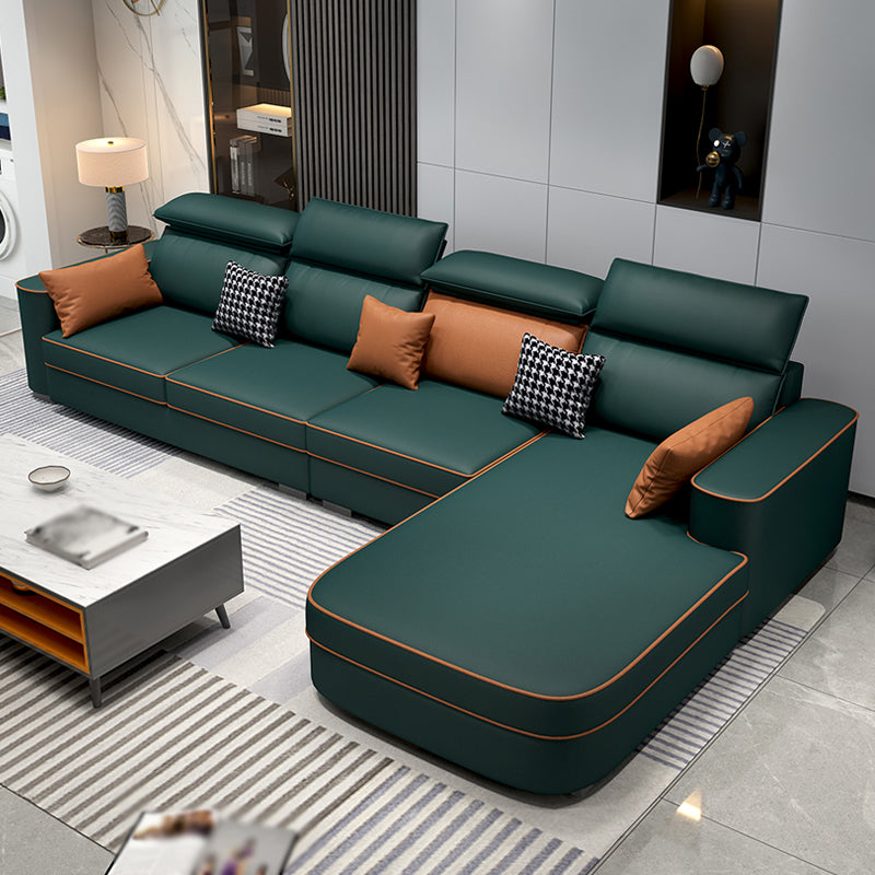 L-Shape High Back Faux leather Square Arm Sectional with Stain-Resistant and Waterproof