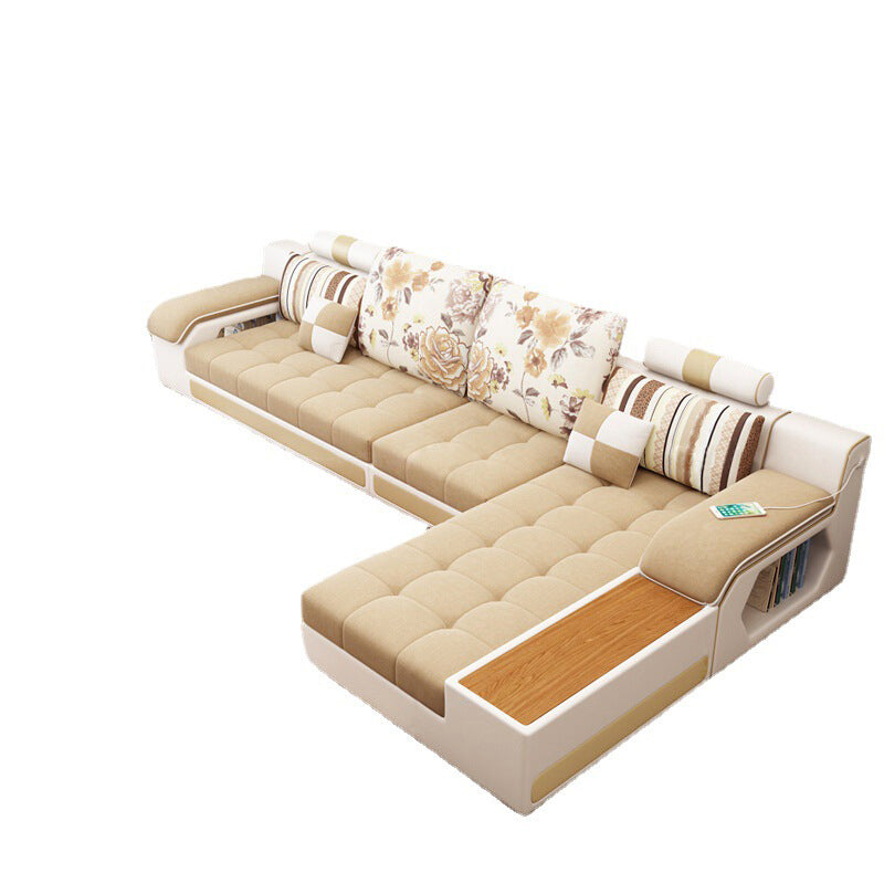 Tuxedo Arm Sofa and Chaise Slipcovered Fabric Settee with Storage
