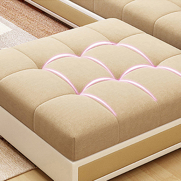 Tuxedo Arm Sofa and Chaise Slipcovered Fabric Settee with Storage