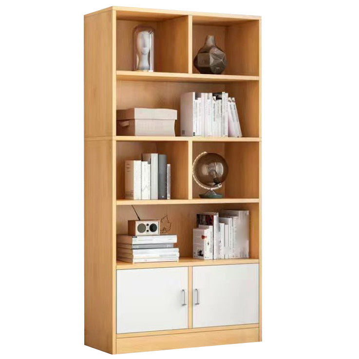 Modern Style Bookshelf Closed Back Wood Bookcase with Doors for Home Office