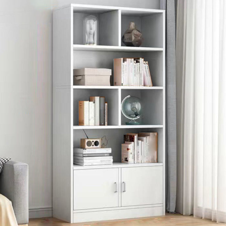 Modern Style Bookshelf Closed Back Wood Bookcase with Doors for Home Office