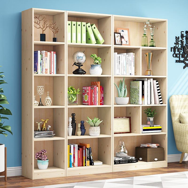 Light Brown Color Modern Bookshelf Wood Bookcase for Home Use