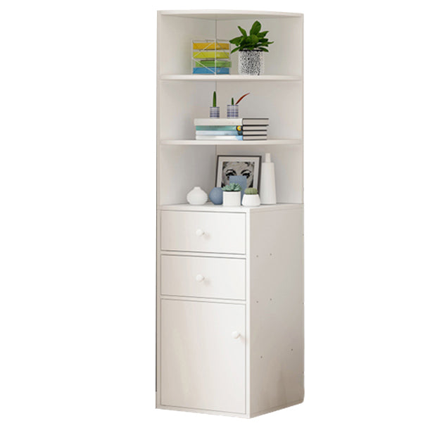 Corner Shelf Bookcase White Bookshelf with Doors for Home Office