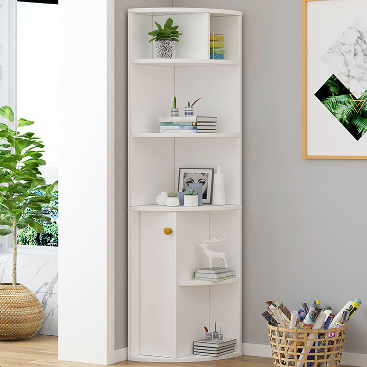 Corner Shelf Bookcase White Bookshelf with Doors for Home Office