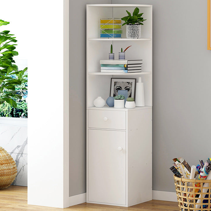 Corner Shelf Bookcase White Bookshelf with Doors for Home Office