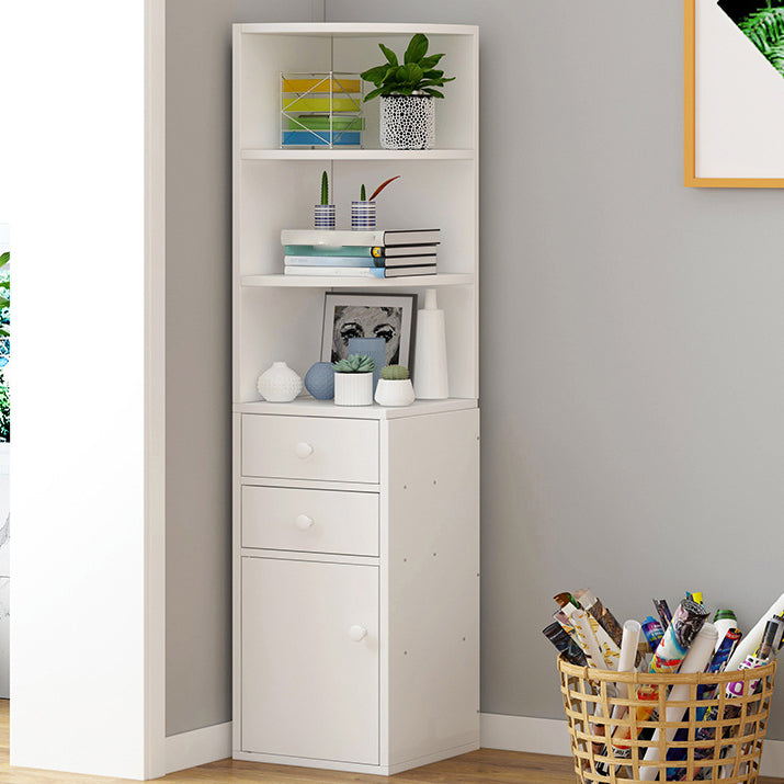 Corner Shelf Bookcase White Bookshelf with Doors for Home Office