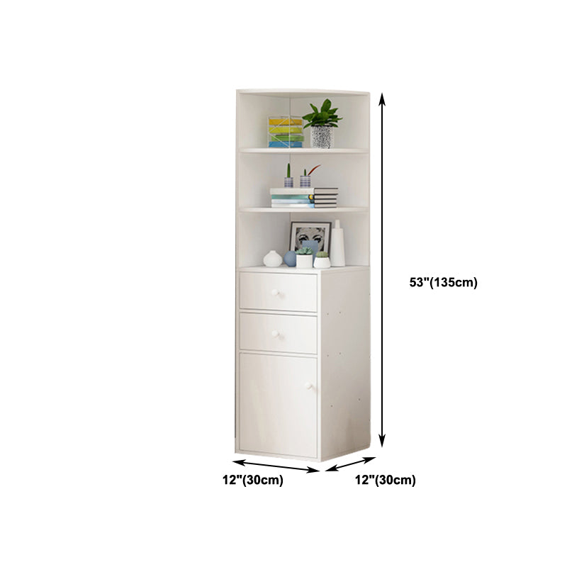 Corner Shelf Bookcase White Bookshelf with Doors for Home Office