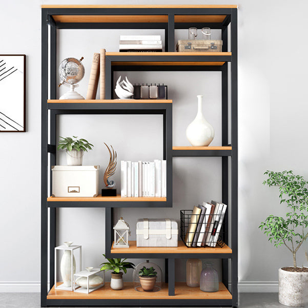 Geometric Book Shelf Wooden and Metal Bookcase for Home Office