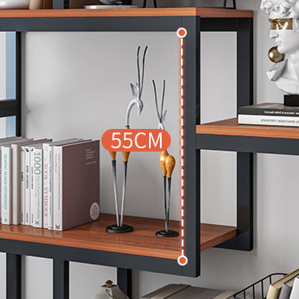 Geometric Book Shelf Wooden and Metal Bookcase for Home Office