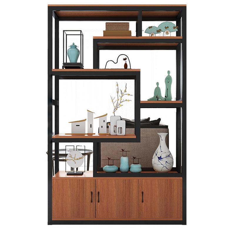 Modern Bookshelf with Doors Geometric Shelf Bookcase for Office