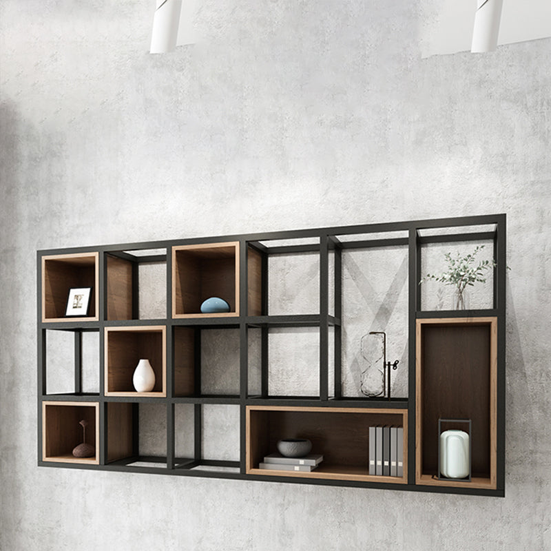 Industrial Style Bookcase Wall Mounted Bookshelf for Office and Study Room
