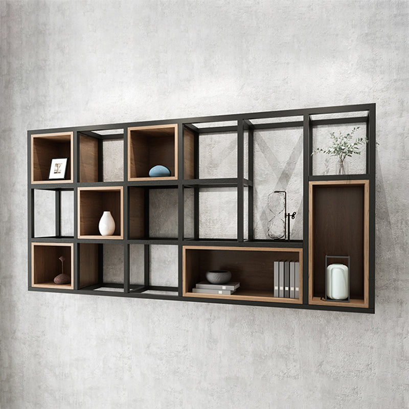 Industrial Style Bookcase Wall Mounted Bookshelf for Office and Study Room
