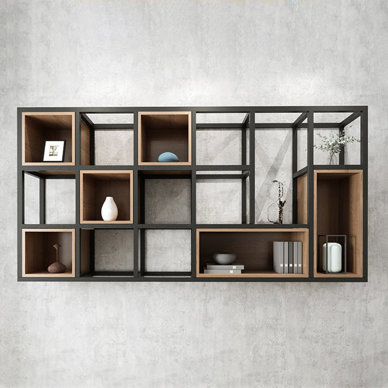 Industrial Style Bookcase Wall Mounted Bookshelf for Office and Study Room