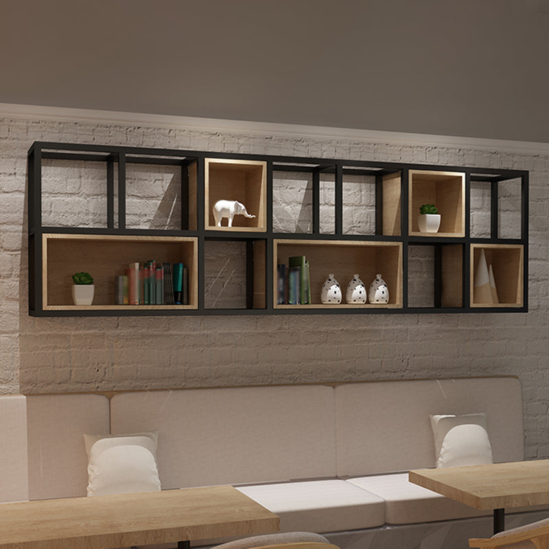 Industrial Style Bookcase Wall Mounted Bookshelf for Office and Study Room